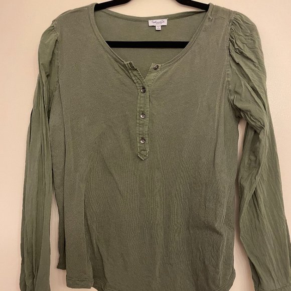 Splendid Tops - Splendid Everette Mixed Media Henley in Vintage Moss M
